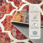 Lahome Moroccan 3x5 Rug for Bedroom, Washable Area Rugs Non-Slip Throw Entryway Rug Small Kitchen Mat Modern Colorful Christmas Carpet Rugs for Living Room Office Bathroom (3'x5', California Sunset)