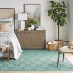 Nourison Home Versatile Aqua Teal 7' x 10' Area Rug - Easy Clean, Non Shedding, Bed Room, Living Room, Dining Room, Kitchen (7' x 10')