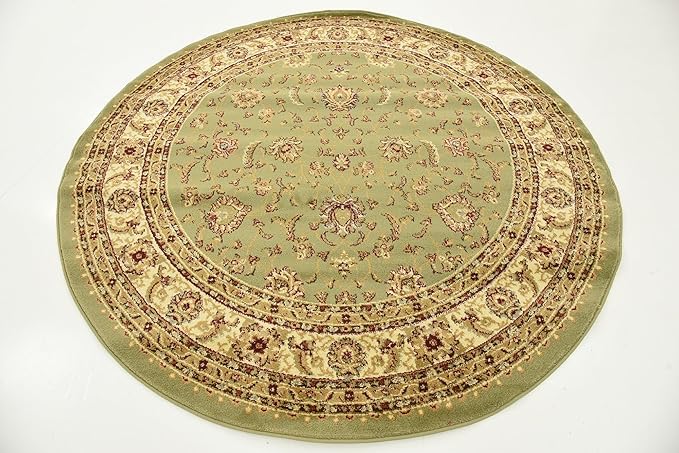 Unique Loom Voyage Collection Traditional Oriental Classic Intricate Design Area Rug (6' 0 x 6' 0 Round, Green/Ivory)