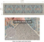 Enkor Runner Rugs for Hallway, 2x10 Washable Soft Non Slip Floor Rugs for Kitchen, Modern Mat for Living Room Bedroom Entryway Green & Blue