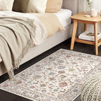 2x3 Washable Entryway Rug - Small Entry Rug Non-Slip Cream Colorful Vintage Traditional Floral Kitchen Rugs Low Pile Boho Carpet Throw Rugs for Bedroom Bathroom Entrance Dorm Laundry Room