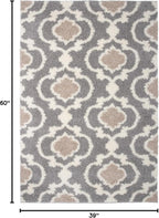 Rugshop Cozy Moroccan Trellis Gray/Cream 3'3" X 5' Indoor Shag Area Rug