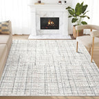 Abani Grey Area Rug for Living Room, Bedroom - Crosshatch Pattern- 2' x 3' -Durable & Easy to Clean