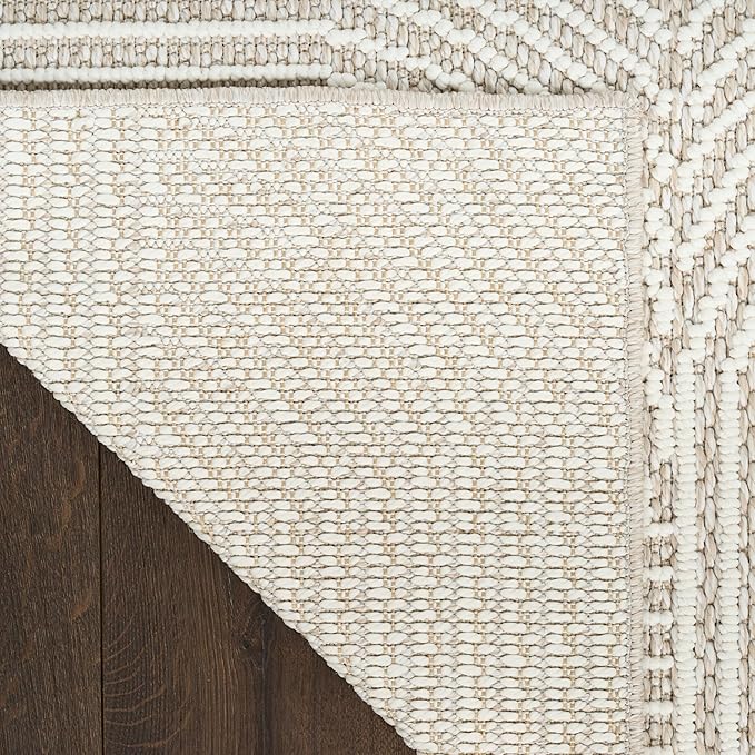 Nourison Home Textured Home Beige Ivory 7'10" x 9'10" Area Rug - Easy Clean, Non Shedding, Bed Room, Living Room, Dining Room, Kitchen (8' x 10')
