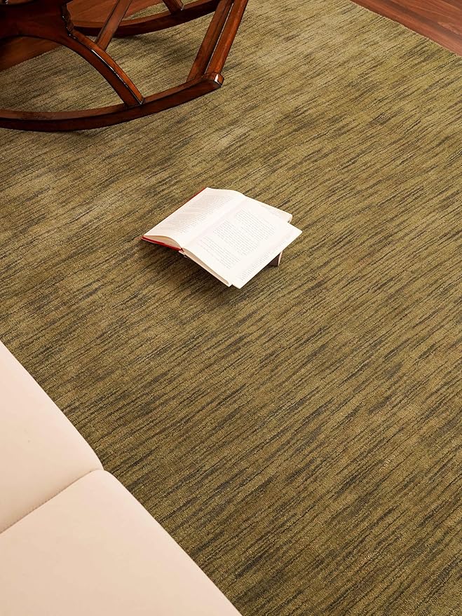 Rugsotic Carpets Hand Knotted Loom Wool 9'x12' Area Rug Solid Green L00111