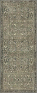 2x5 Runner Rug Machine Washable Boho Runners for Hallway,Ultra-Thin Low Pile Rug,Lightweight Indoor Carpet,Non Slip Floral Runners for Enrtyway, Corridor, Home Office, Kitchen,Brownish Green