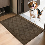 COSY HOMEER Non-Slip Door Mat 24"x36", Entryway Rugs Low Profile Absorbent Dirt Trapper Doormat for Front Entrance, Washable Polypropylene Entry Mat (Dark Brown)
