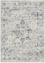 RUGGABLE Washable Vintage Area Rug – Sarrah Blue Quartz 10x14, Stain-Resistant, Non-Slip – Large Machine Washable Rugs for Living Room, Bedroom, Hallway, Entryway & Office–with Cushioned Pad