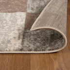 SUPERIOR Indoor Area Rug, Jute Backed, Modern Geometric Patchwork Floor Decor for Bedroom, Office, Living Room, Entryway, Hardwood Floors, Rockwood Collection, 8' x 8' Square, Slate