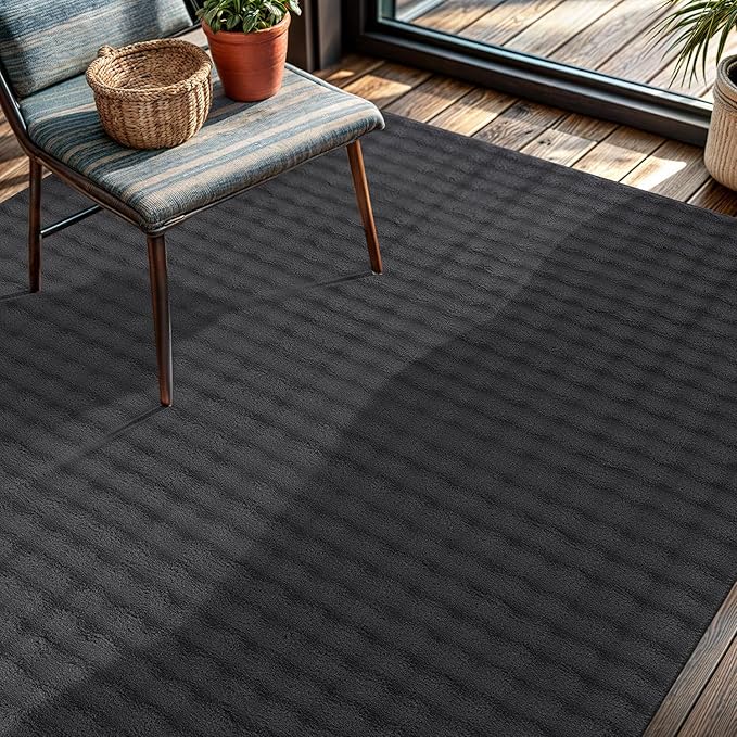 CAMILSON Modern Dark Gray Non Slip Rug 3x5 Ultra Soft High Pile Area Rugs Non Skid Rubber Backing Durable & Easy to Clean Carpet for Living Room Bedroom Kids Room Indoor Use (3 x 5 Dark Gray)