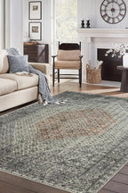 Keen Home Design 8x10 Rug - Machine Washable Area Rug with Non-Slip Backing, Ideal for Living Room, Dining Room, Bedroom - Vintage, Easy Clean, Durable, Low Pile - (8' x 10')