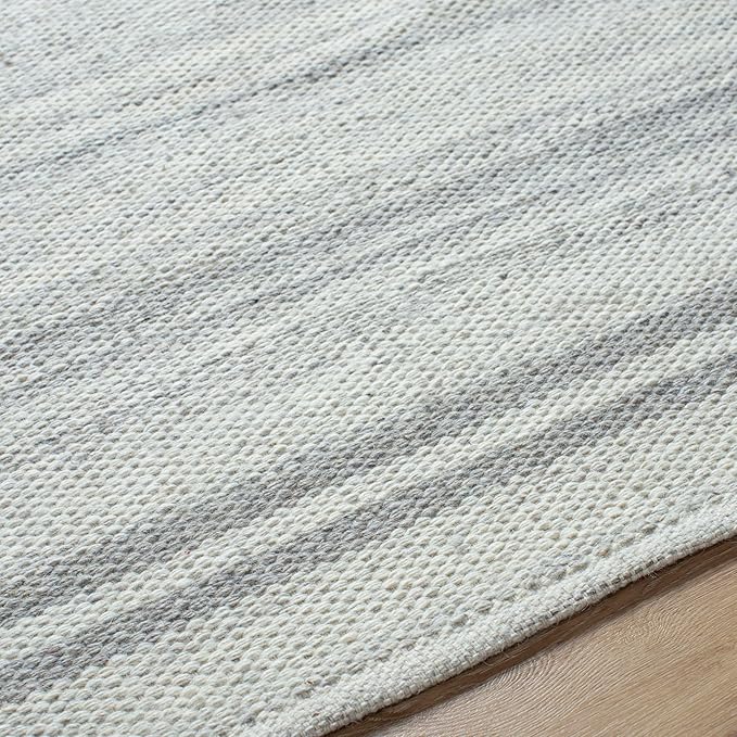 Mark&Day Wool Rugs, 5x8 Janmichael Solid and Border Gray Area Rug, Grey Ivory Carpet for Living Room, Bedroom or Kitchen (5' x 7'6")