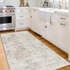 ReaLife Rugs Machine Washable Area Rug Runner - Living Room Bedroom Bathroom Kitchen Entryway Office - Padded Low Pile Stain Resistant Premium - Boho Farmhouse Vintage - Joy - Beige Ivory 2'6" x 10'