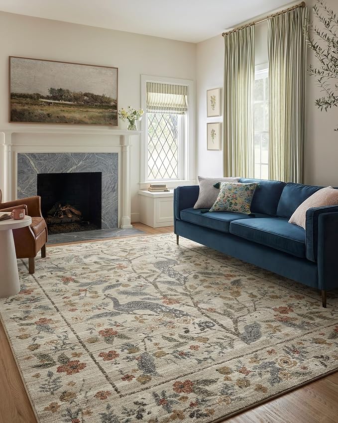 Loloi Rifle Paper Co. Laurel Collection LAU-05 Ivory 2'-8" x 10' Runner Rug