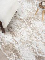 Adel Modern Area Rug for Living Room, 5x7 Rustic Distressed Abstract Beige Neutral Rug, Medium Pile Stain Resistant Carpet for Bedroom, Dining Room or Kitchen (5' x 7', Beige)