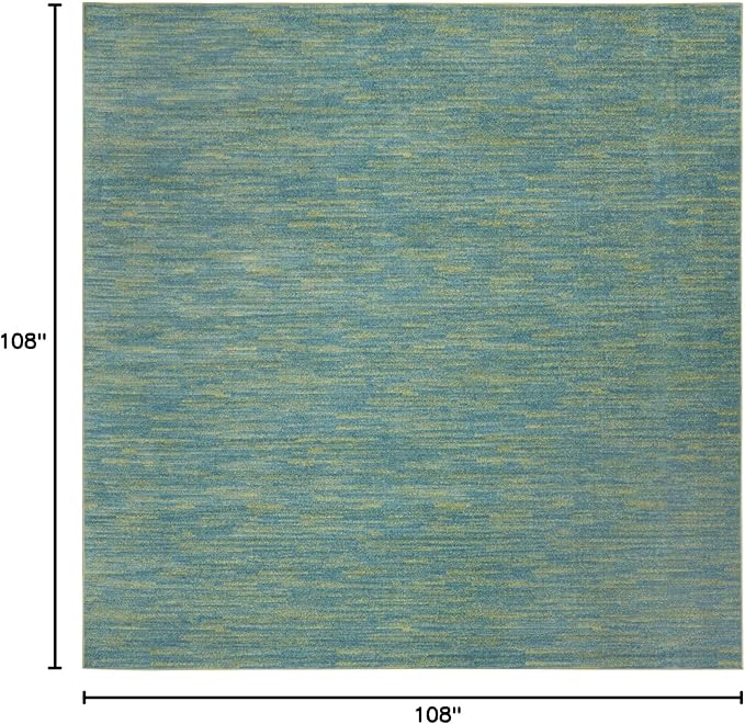 Nourison Home Nourison Essentials Blue Green 9' x Square Area Rug - Easy Clean, Non Shedding, Bed Room, Living Room, Dining Room, Kitchen (9' x Square)