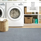 Dash and Albert Herringbone Machine Washable Area Rug - 5' x 8' Navy - Geometric Accent Rug - Anti-Slip Backing, Lightweight, Machine Washable, High Traffic Areas Kitchen, Mudroom, Laundry Room