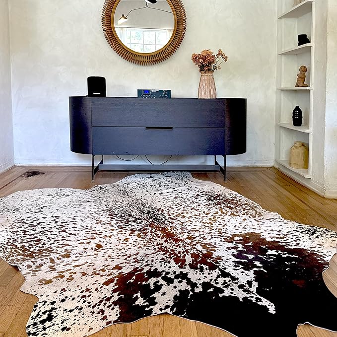 Genuine Cowhide Rug - Natural Leather Hide Rugs for Living Room & Area Rug for Bedroom - Real Cowhides Rug for Rustic Home Decor - Multicolor Speckled Cowhide Rugs Collection