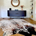 Genuine Cowhide Rug - Natural Leather Hide Rugs for Living Room & Area Rug for Bedroom - Real Cowhides Rug for Rustic Home Decor - Multicolor Speckled Cowhide Rugs, 6x6-7ft