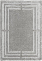 Town & Country Everyday Cloud Shag Plush Border Area Rug with High-Low Pile, Grey, 6'6"x9'6"