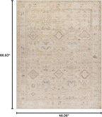 Hauteloom Nakia Bohemian Vintage Medallion Area Rug - Damask Floral Fade Look Carpet for Living Room, Bedroom - Farmhouse - Ivory, Cream, Medium Brown - 3'11" x 5'7"