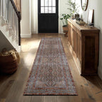 Kuden 2'6"x10 Runner Rug, Machine Washable Area Rug with Non-Slip Backing, Vintage Style, Soft, Easy Clean, Low Pile Rug for Hallway, Entryway, Kitchen, Bedroom