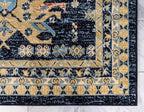 Unique Loom Taftan Collection Border Geometric Tribal Inspired Design Area Rug (4' 0 x 6' 0 Rectangular, Navy Blue/ Gold)