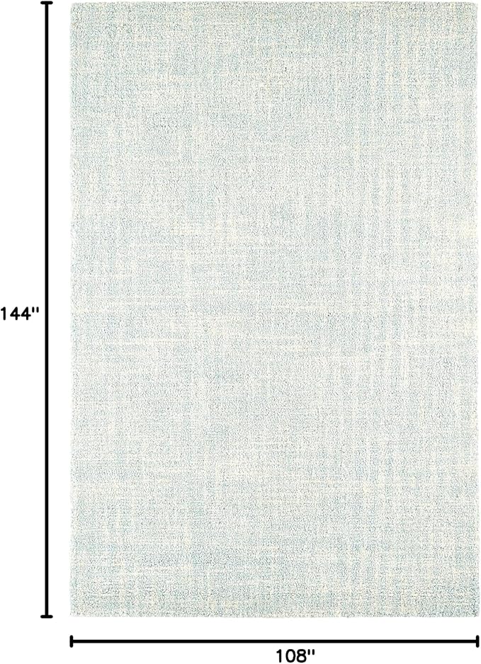 Dash & Albert Crosshatch Sky Hand Micro Hooked Wool Rug, 8.5 X 11.5 Feet, Blue Solid Pattern