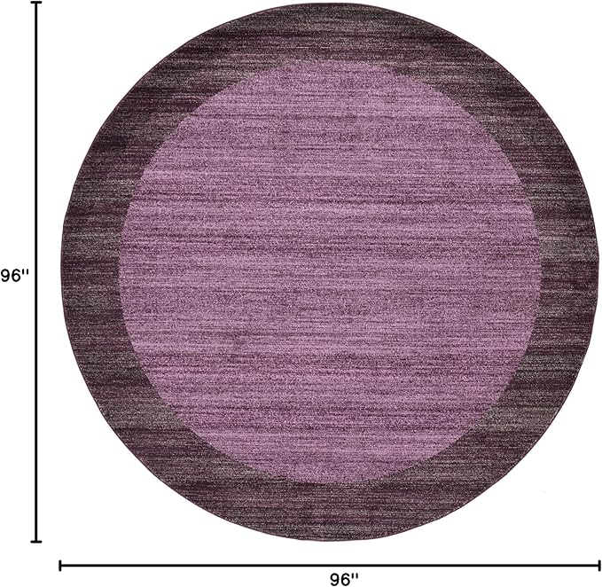 Rugs.com Angelica Collection Rug – 8 Ft Round Violet Medium Rug Perfect for Kitchens, Dining Rooms