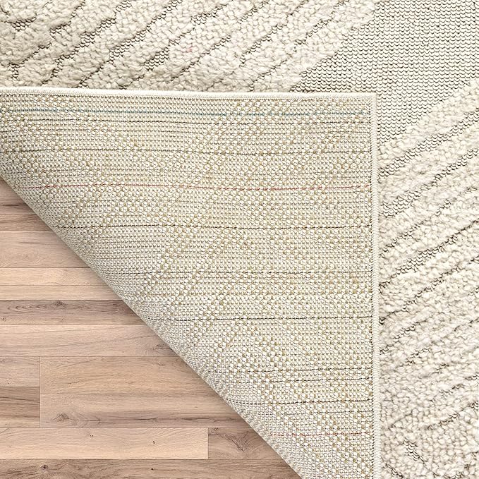 Antep Rugs Palafito 4x6 Geometric Shag Diamond High-Low Pile Textured Indoor Area Rug (Beige, 3'11" x 5'11")