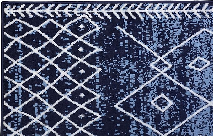 Furnish my Place Trellis Pattern Rug - 5 ft. x 8 ft, Navy, Bohemian Rug with Transitional Design