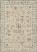 GENIMO 5x7 Area Rugs for Living Room, Machine Washable Non Slip Vintage Retro Rugs, Low Pile Lightweight Chenille Print Rug for Bedroom, Dining Room, Home Office, Sage