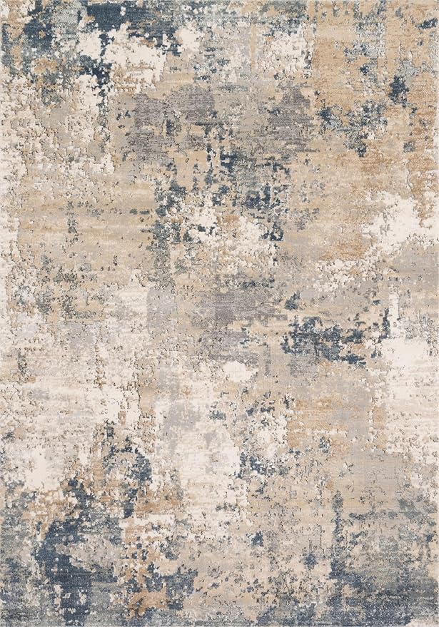 Loloi Teagan Collection TEA-06 Sand/Mist 5'-3" x 7'-6" Area Rug, Large, Soft Neutral Rug, High-Traffic for Living Room, Bedroom, Home Office, Dining Area