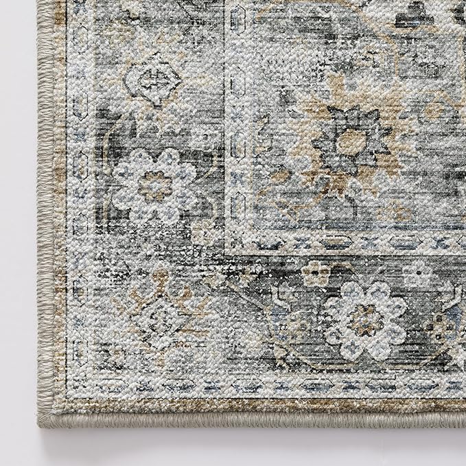 LUMI Washable Area Rug 5x8 for Living Room, Ultra Soft Stain Resistant Carpet with Non Slip Rubber Backing, Non-Shedding Low Pile Rugs for Bedroom, Dining Room, Indoor, Office