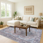 Fame Living Washable Area Rug. Modern Farmhouse. Vintage. Turkish. Bohemian. Distressed. Oriental. Traditional. Rugs for Living Room. Dining. Bedroom. Office. Entryway. Foyer. (863BM, 5' x 6'9")