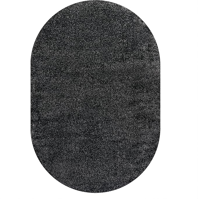 Eyely UES100I-4OV Supersoft Haze Solid Low-Pile Indoor Area Rug Casual;Contemporary;Solid;Traditional, Bedroom, Kitchen, Living Room, Easy-Cleaning, Non-Shedding, 4 X 6 Oval, Black