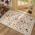 Vintage Medallion Floral Indoor Door Mat 2x3, Machine Washable Entryway Rug, Low Pile Soft Small Carpet, Non-Slip Area Rug for Entrance, Bedroom, Kitchen & Kids Room | Beige