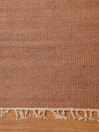 Rugsotic Carpets Hand Woven Flat Weave Kilim Wool ECO-Friendly Area Rugs - 3'x5', Rectangle Shape, Light Brown Color, Solid Plain Design, Low Pile Handmade Rugs for Living Room (D00111)