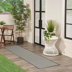 Nourison Home Courtyard Black White 2' x 6' Area Rug - Easy Clean, Non Shedding, Bed Room, Living Room, Dining Room, Kitchen (6' Runner)