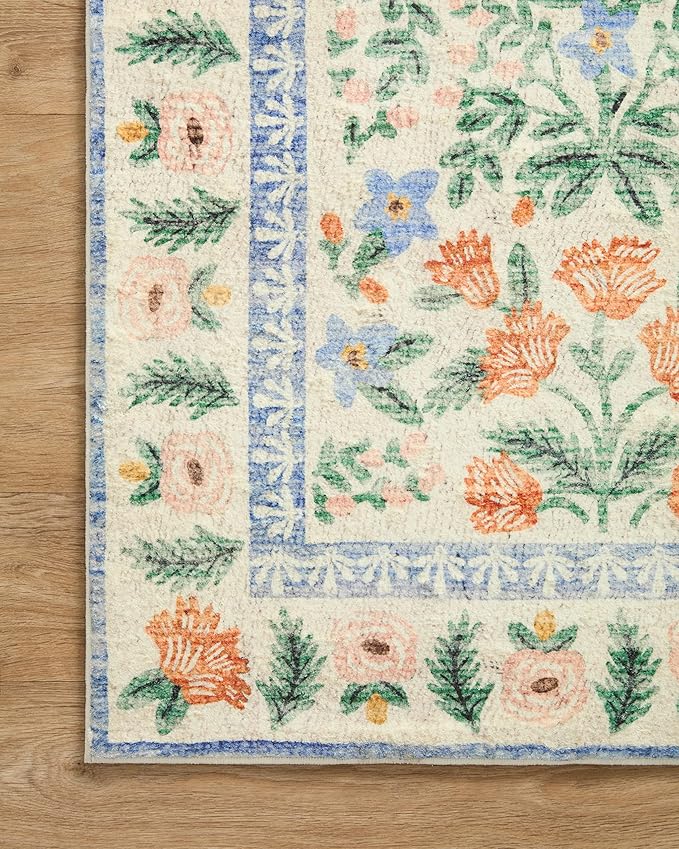 Loloi Rifle Paper Co. Eden Collection EDE-02 Mughal Garden Cream 2'-6" x 11'-6" Runner Rug feat. CloudPile™