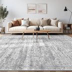Area Rug Living Room Rugs - 7x9 Large Soft Indoor Neutral Modern Abstract Low Pile Washable Rug Carpet for Bedroom Dining Room Farmhouse Home Office - Vintage Grey