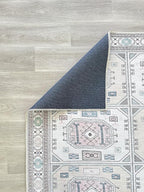 Fame Living Faded Oushak Rug, Turkish Vintage Floral Pastel Large Oversized Area Rugs for Living Room Dining Bedroom Kitchen Bathroom Nursery (848CrNv, 2' x 3')