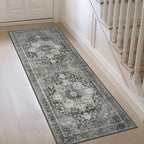 GENIMO 2x4 Runner Rugs for Hallway, Machine Washable Non Slip Vintage Rugs, Low Pile Lightweight Soft Print Rug for enrtyway, Corridor, Home Office, Kitchen, Charcoal Gray