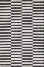 Unique Loom Outdoor Striped Collection Area Rug - Striped (6' 1" x 9' Rectangle, Charcoal/Ivory)