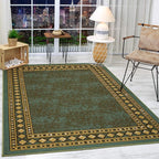 Antep Rugs Alfombras Modern Bordered 3x5 Non-Skid (Non-Slip) Low Profile Pile Rubber Backing Indoor Area Rugs (Green, 3' x 5')