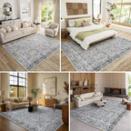8x10 Washable Area Rugs Ultral Soft Non-Slip Stain Resistant Vintage Boho Large Carpet for High-Traffic Living Room & Dining Room