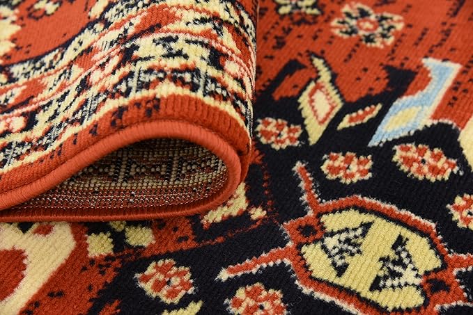 Unique Loom Taftan Collection Border Geometric Tribal Inspired Design Area Rug (2' 7 x 10' 0 Runner, Terracotta/ Ivory)