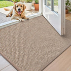 Color&Geometry Thin Indoor Entrance Mats for Home, 24"X36" Indoor Mats for Entryway Non Slip Rubber Backed, Dirt Trapper Door Rugs for Entryway Indoor 2x3 Washable, Dark Khaki (Rolled-up NO Creases)