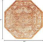Unique Loom Isabella Collection Area Rug - Adjani (5' 1" Octagon, Rust Red/ Black)