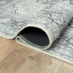 Bloom Rugs Washable Non-Slip 5' x 7' Rug - Charcoal Blue Traditional Medallion Area Rug for Living Room, Bedroom, Dining Room, and Kitchen - Exact Size: 5' x 7'